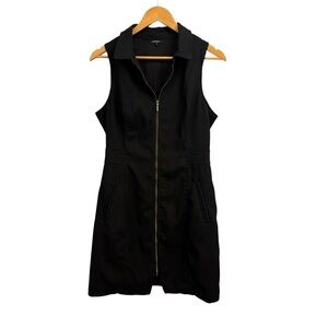 XOXO Women’s Black Sleeveless Mini Dress with Zip Detail Size L Y2K Casual